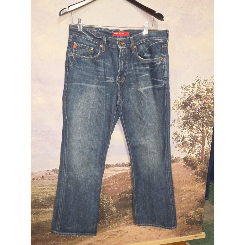 Big Star Vintage Bootcut Medium Wash Distressed Denim Jeans 32x31